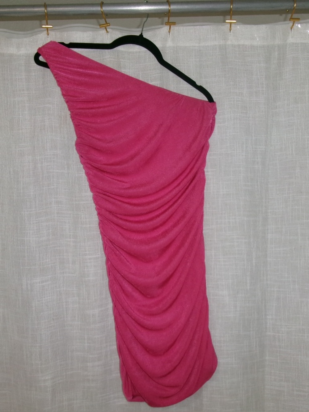 One-Shoulder Ruched Pink Dress